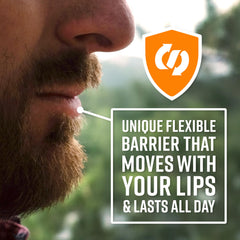 O'Keeffe's stick being applied to lips demonstrating soothing, immediate relief