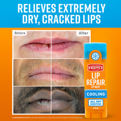 O'Keeffe's lip balm texture close-up highlighting rich, fast-absorbing moisture