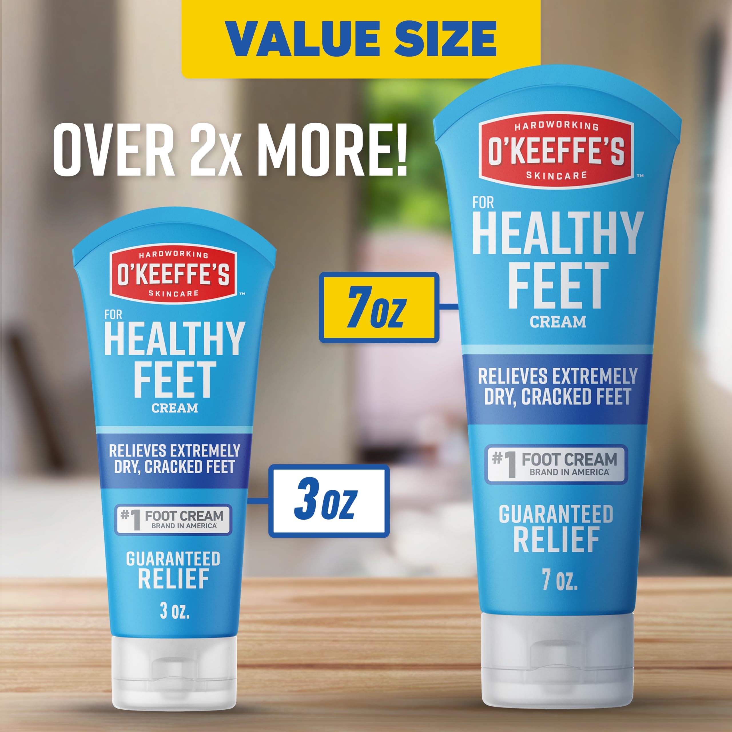 O'Keeffe's tube placed with pedicure tools conveying at-home treatment benefit