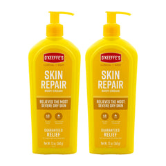 O'Keeffe's front packaging showing 12 oz bottle and clear branding benefit: recognizable reliable moisturizer
