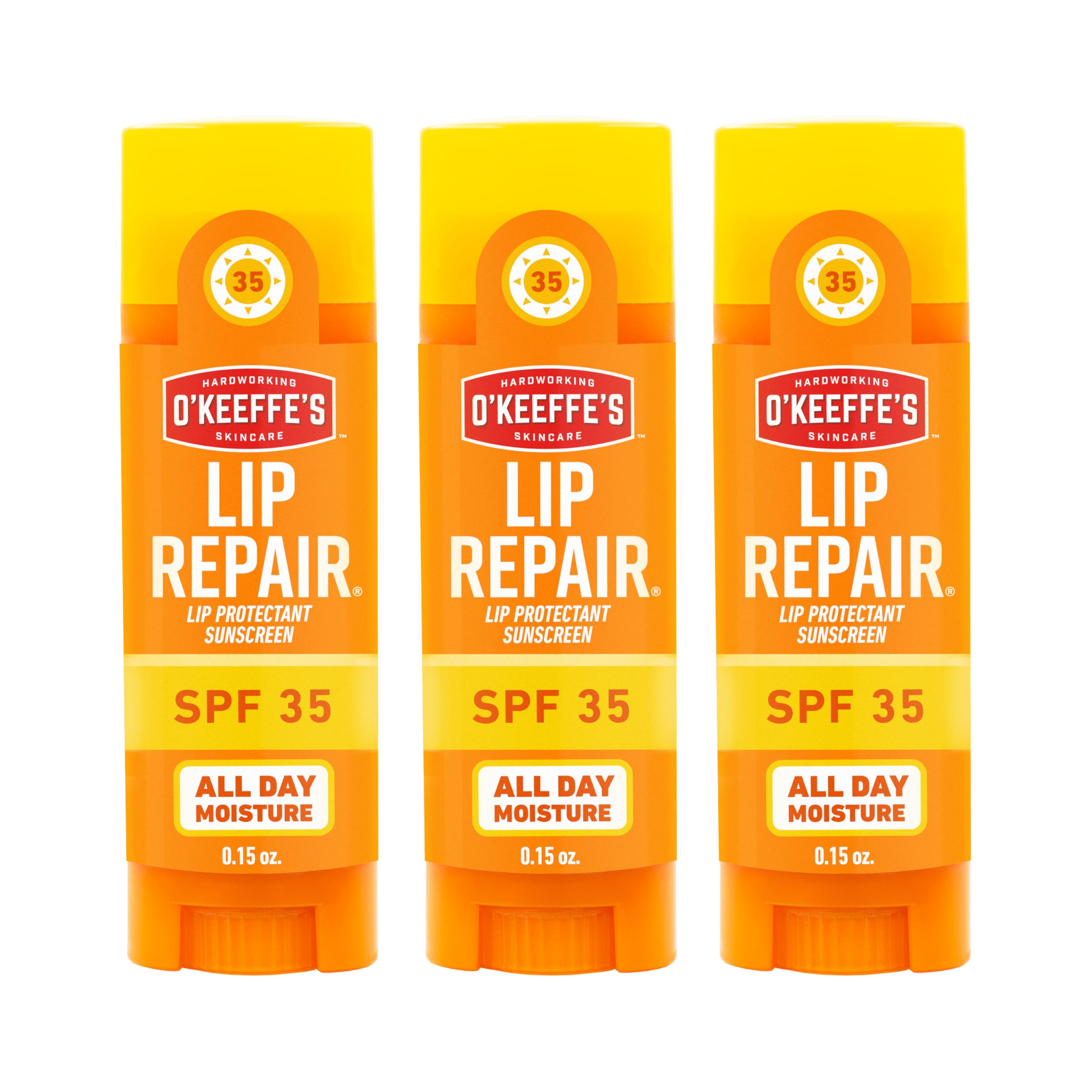 O'Keeffe's three-pack front packaging showing product benefits and size