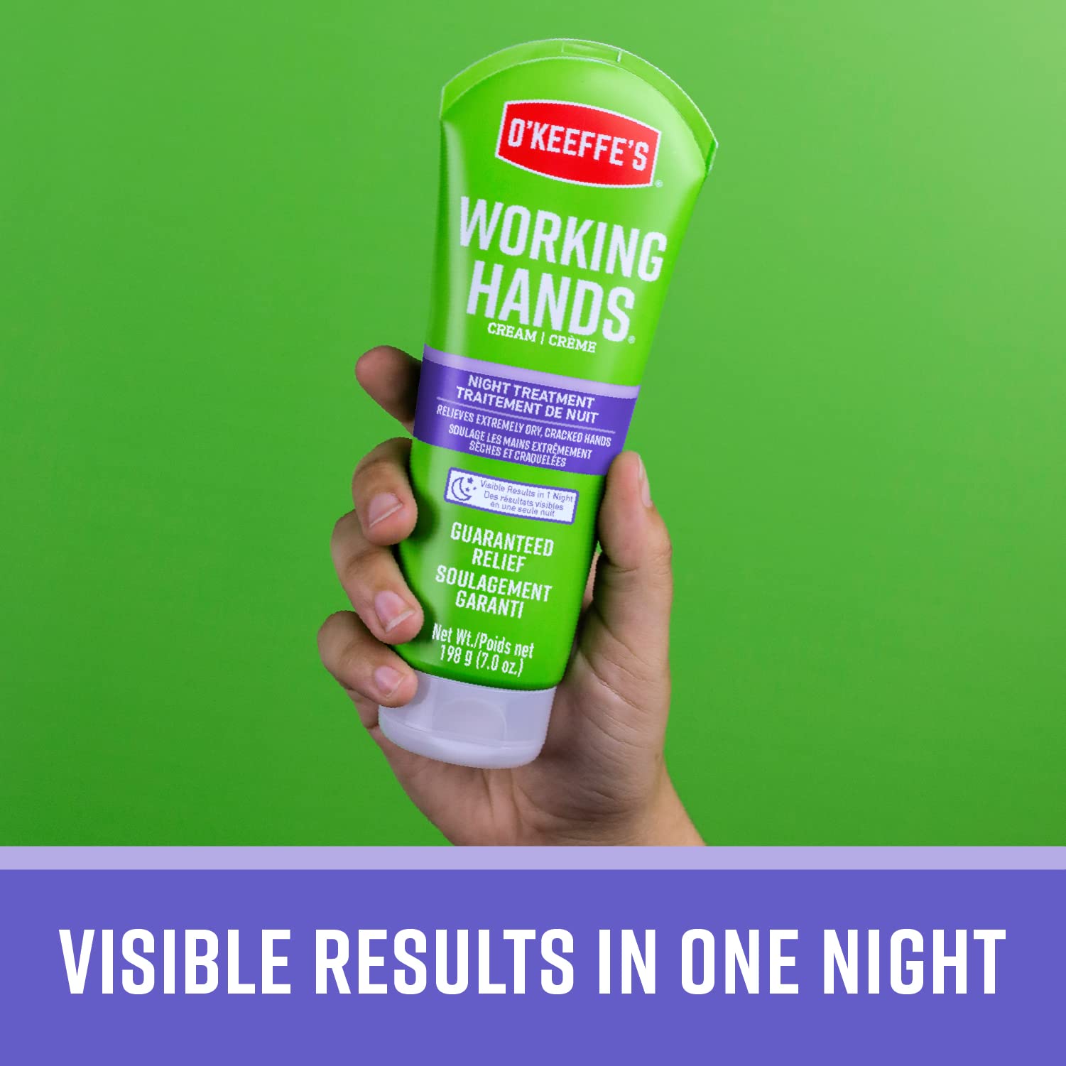 application of O'Keeffe's Working Hands cream on dry hands for hydration