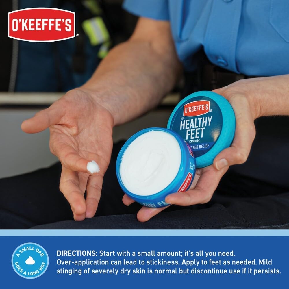 O'Keeffe's being applied to a heel demonstrating targeted relief and protection