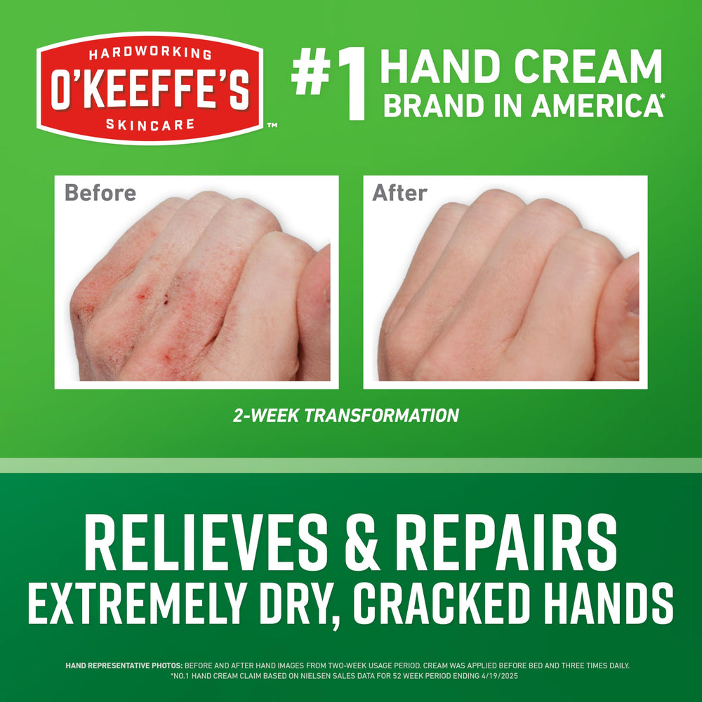 O'Keeffe's close-up tube cap and nozzle highlighting easy application