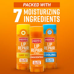 O'Keeffe's balm texture applied on lips demonstrating quick absorption and softness