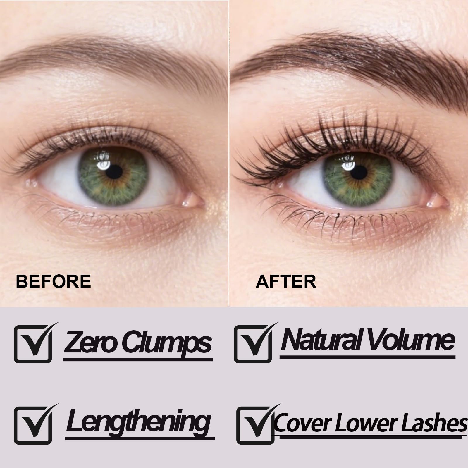 Okerker applied on upper lashes delivering length and separation