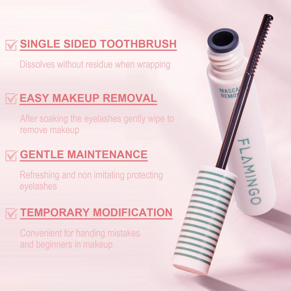 Okerker applicator removing mascara on model, gentle and controlled cleansing