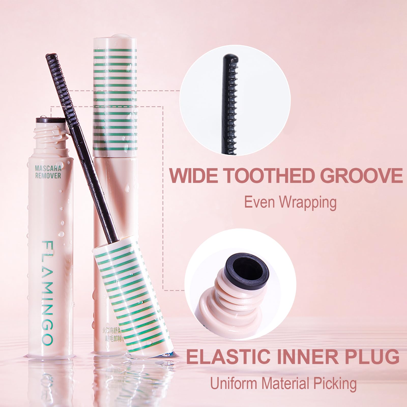 Okerker combing lashes root to tip, separates and lifts mascara cleanly