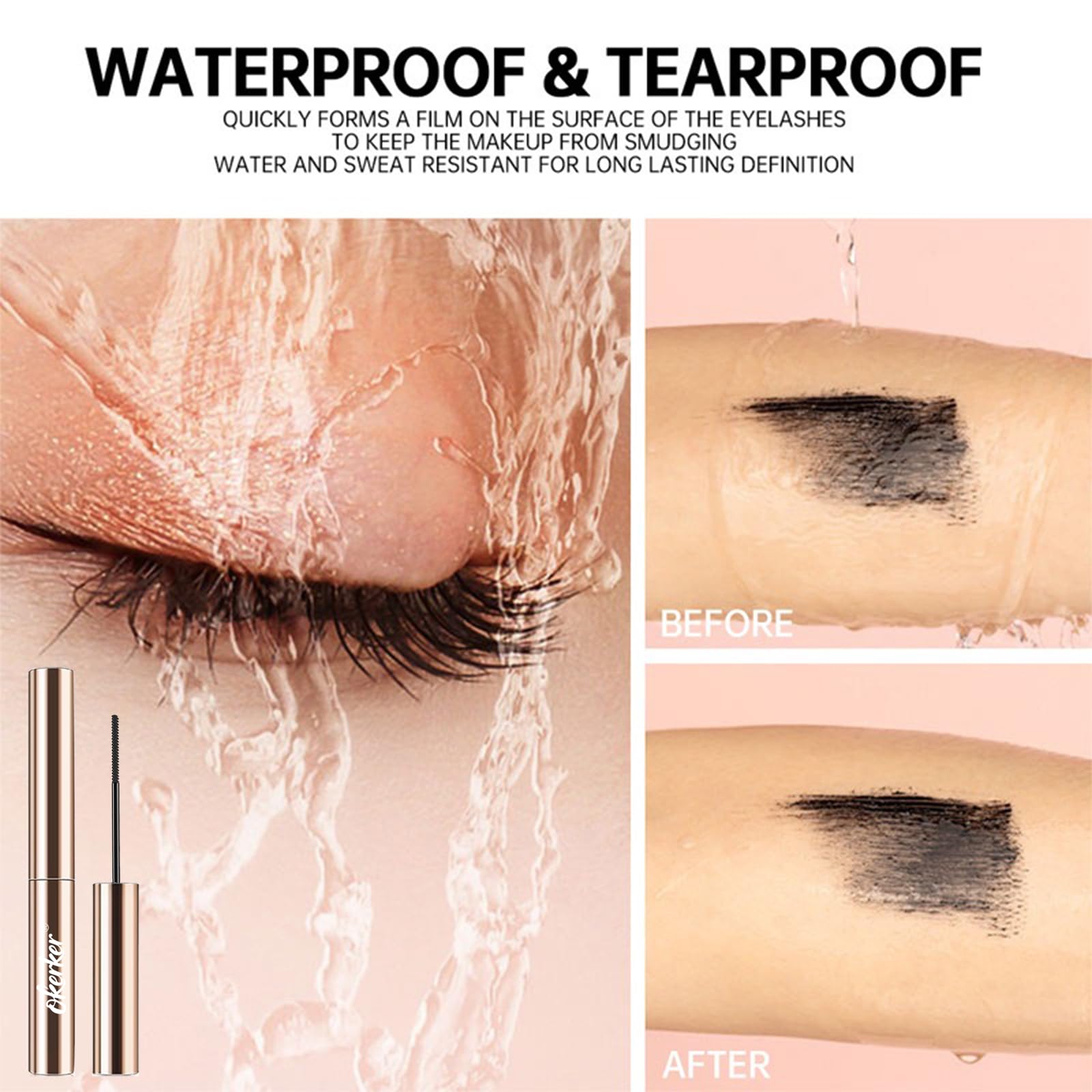 Okerker in an evening makeup setting showing long-lasting finish