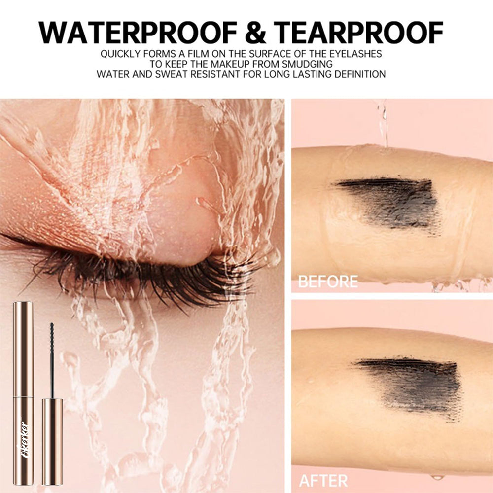 Okerker mascara tube label and ingredient list showing long-wear benefit
