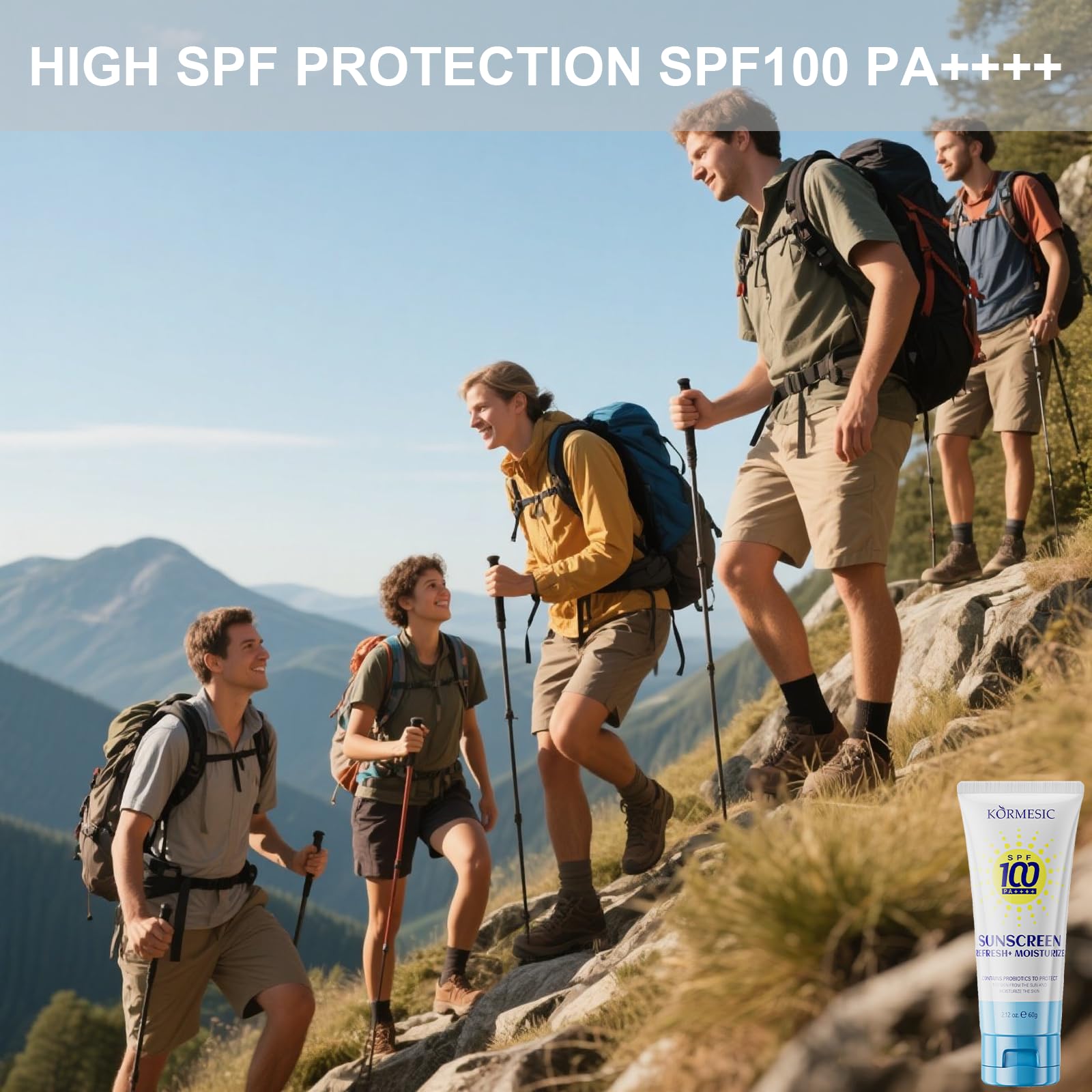 Okerker packaging label highlighting SPF100+ PA++++ and ingredients