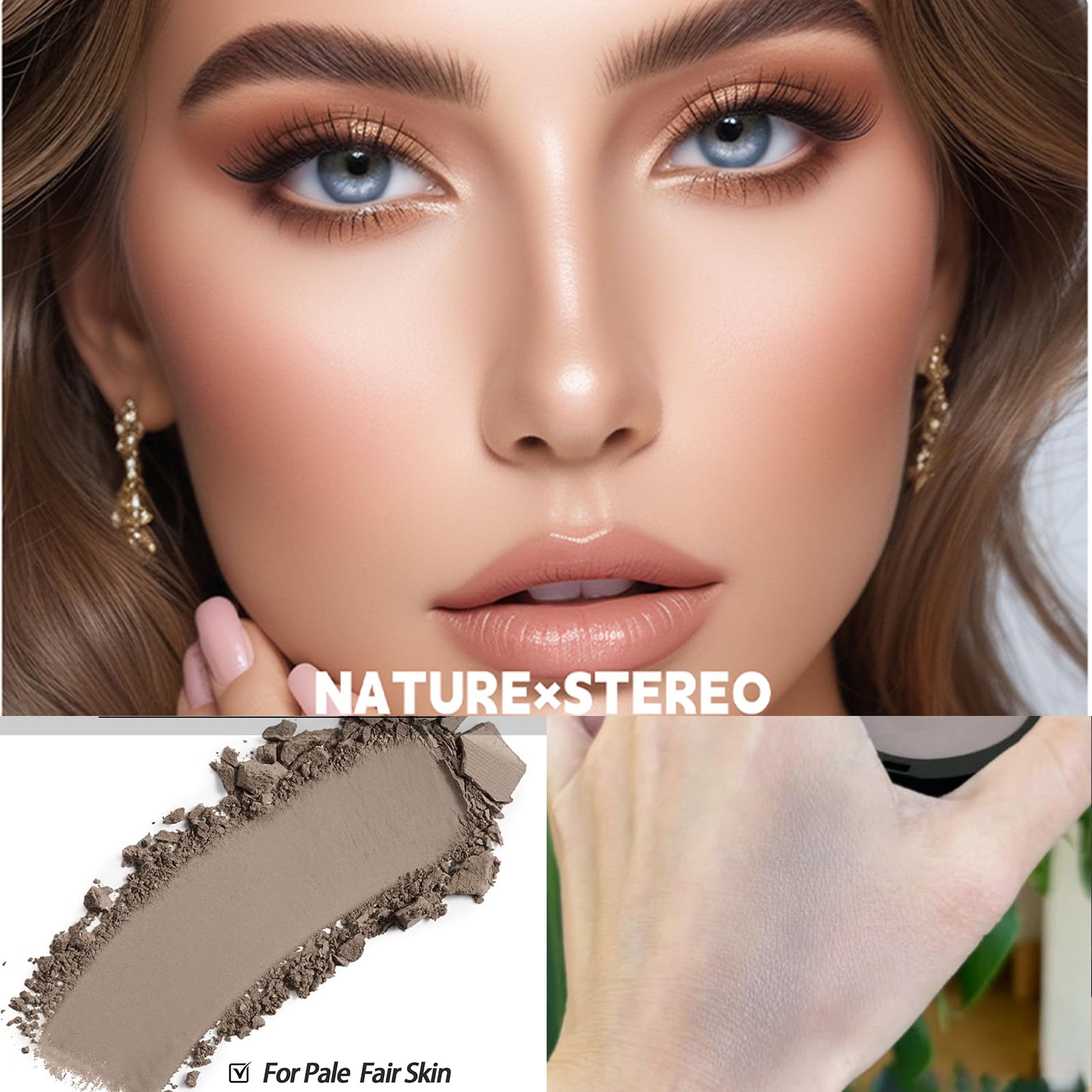 Okerker swatch on fair skin comparing cool shades for natural shadows