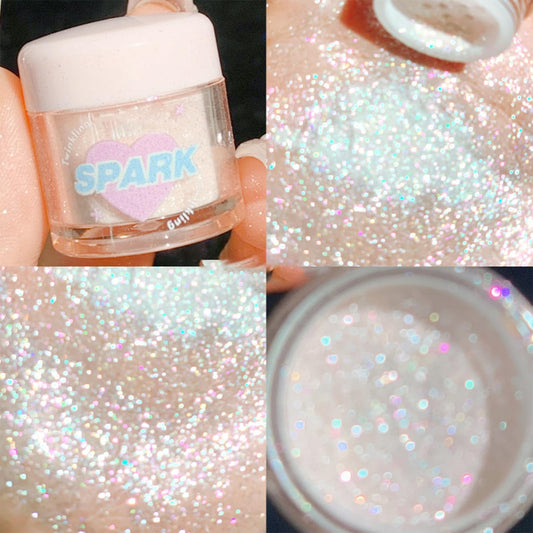 Close-up of Okerker glitter texture highlighting fine-milled shimmer