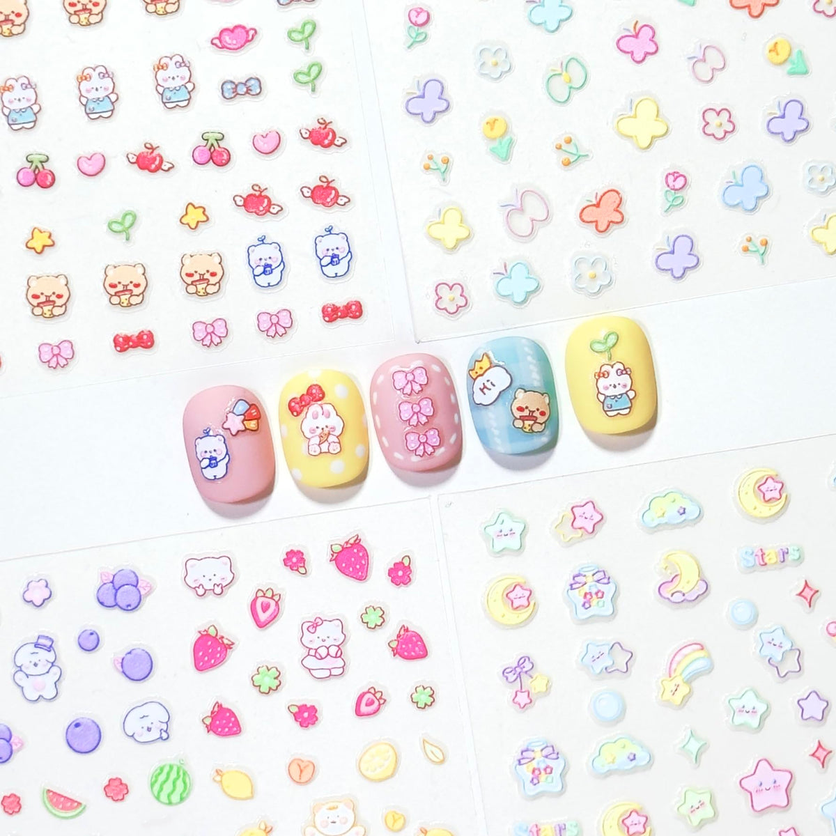 okiyomi front sheets display showing full sticker variety and colors for quick selection