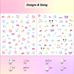 okiyomi size comparison fingers showing stickers sized from toddler to adult