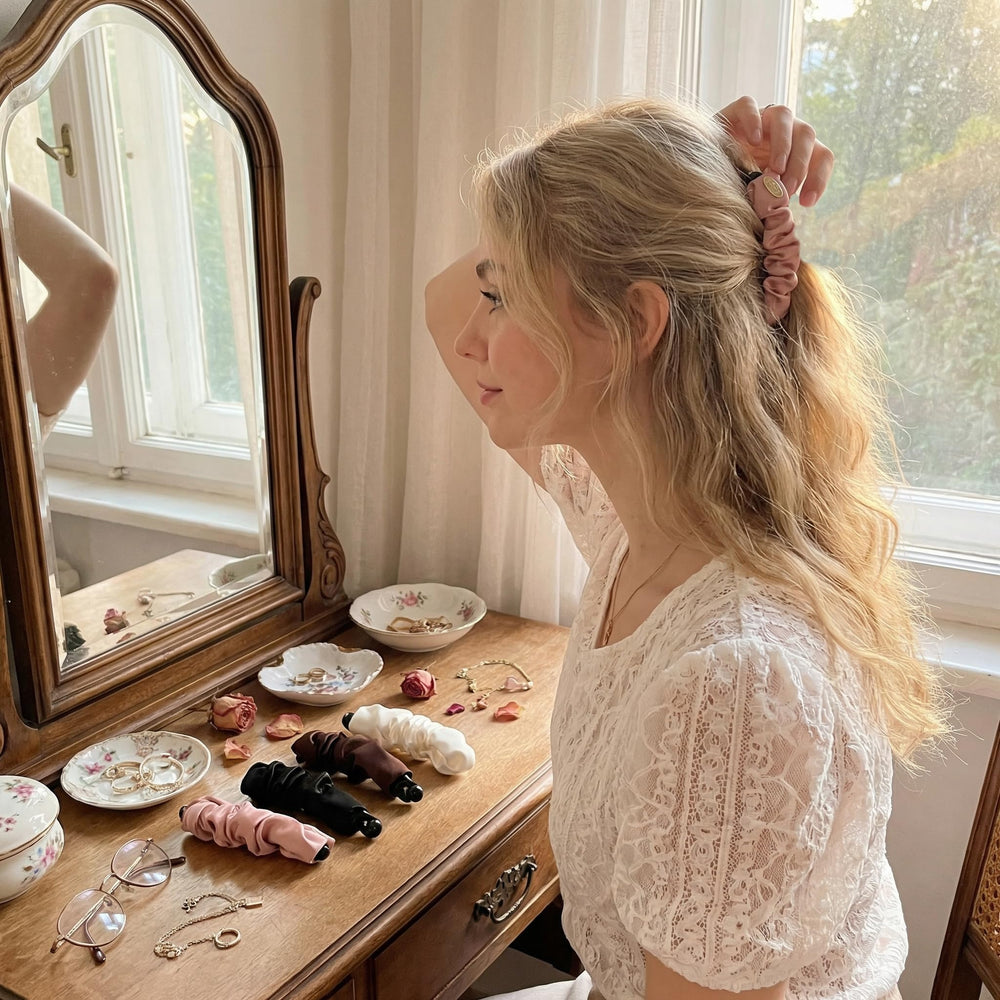 OKKRMGZ clip securing a half-up ponytail, keeps thin hair neatly styled