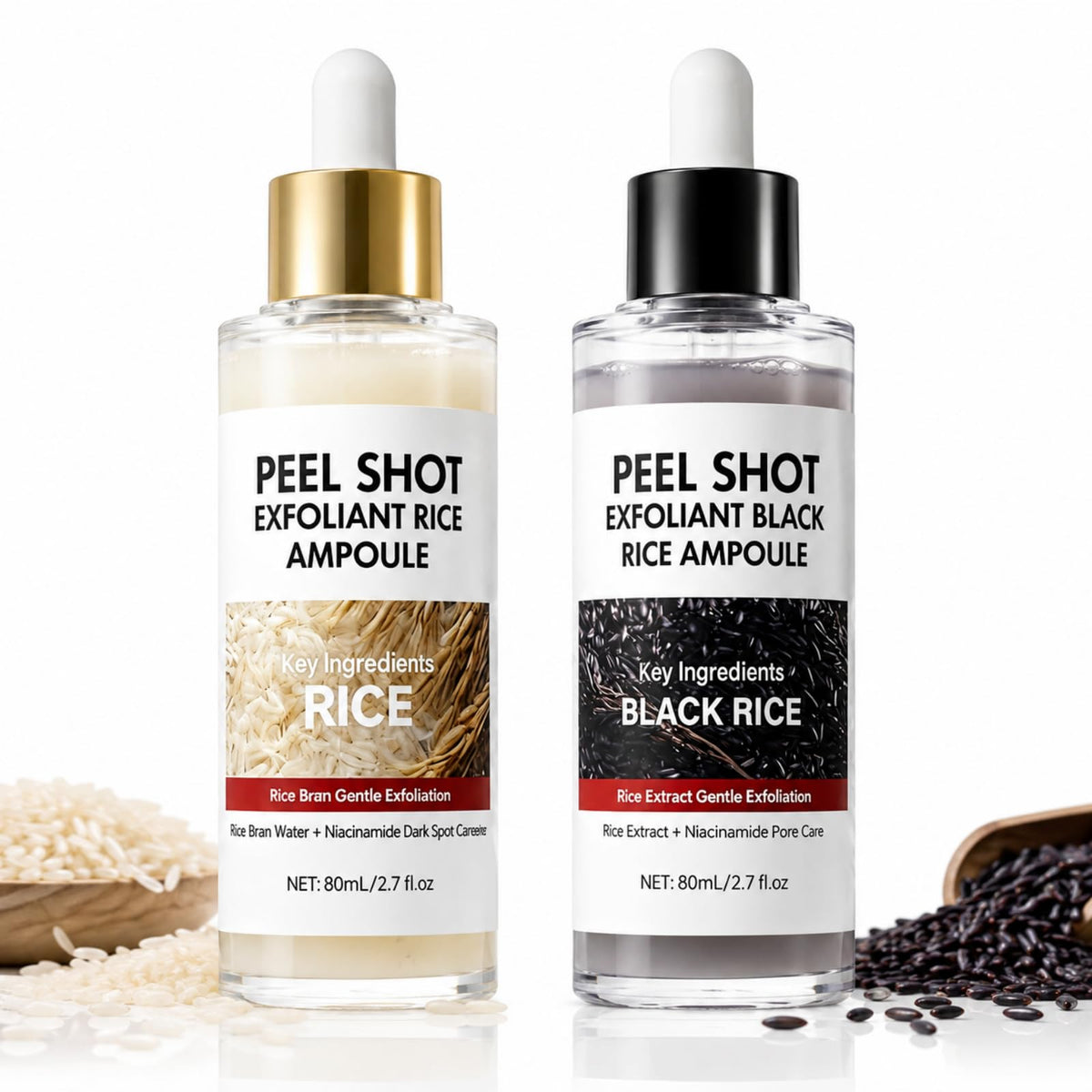 OLACLUK front packaging showing duo ampoules and benefit of balanced exfoliation