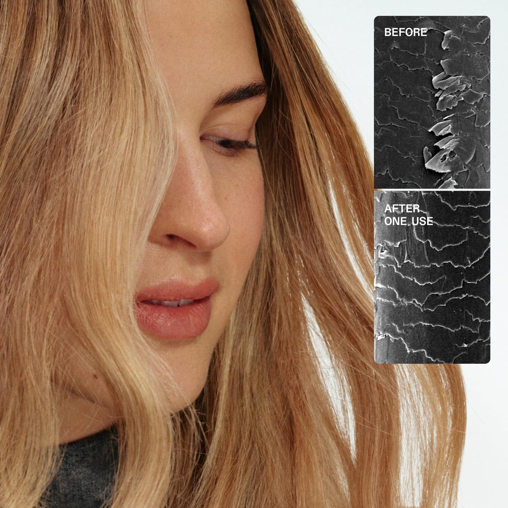 Olaplex N°.3PLUS rinsed out in shower demonstrating gentle washout