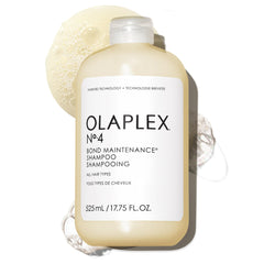 Olaplex Nº.4 front bottle showing label and volume, highlights repair benefits