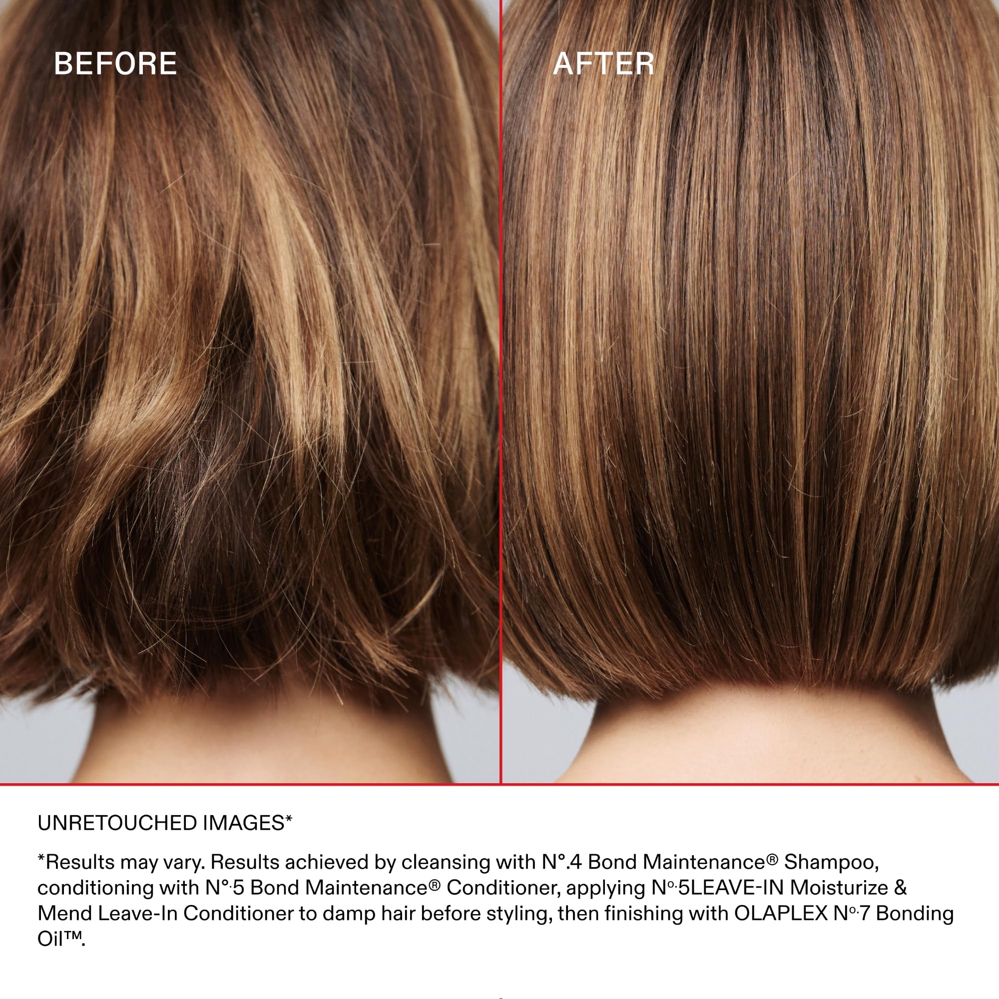 Olaplex Nº.5 being applied to a hair strand showing improved smoothness and protection