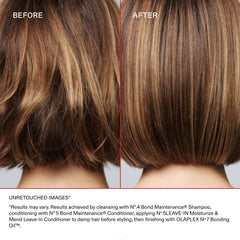 Olaplex Nº.5 being applied to a hair strand showing improved smoothness and protection