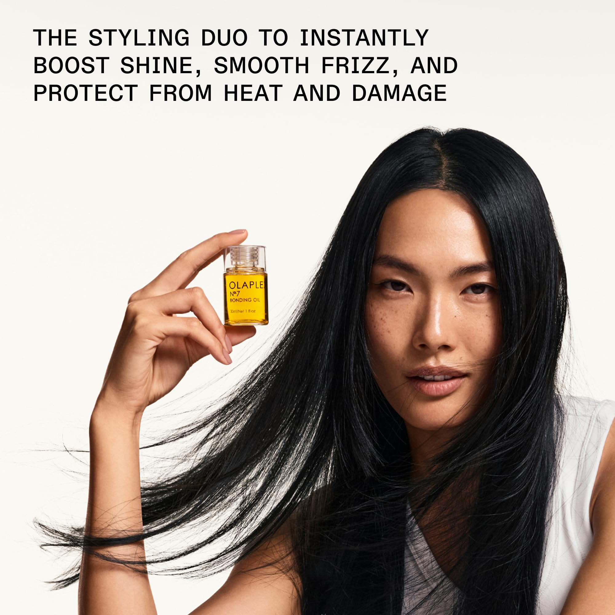 Olaplex No.6 Bond Smoother tube label close-up showing frizz control benefits