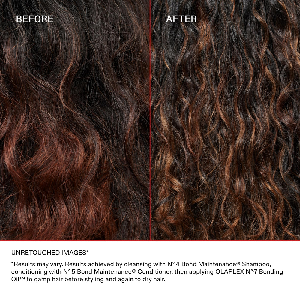 stylist applying Olaplex No.7 during heat styling demonstrating protection benefit