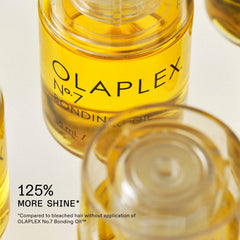 hand holding Olaplex No.7 bottle to show scale and portability benefit