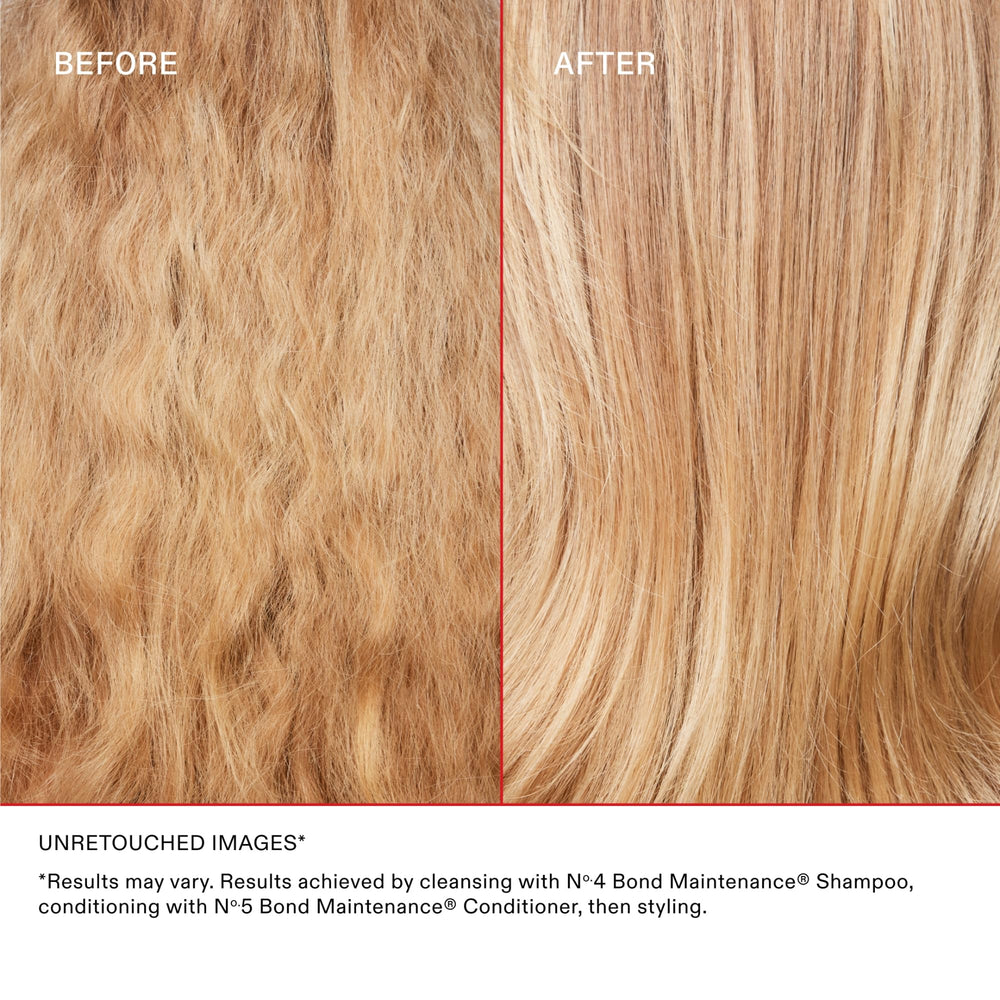 Olaplex Nº.4 before and after hair texture comparison showing reduced breakage benefit