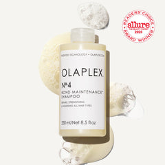 Olaplex Nº.4 pump and cap close-up highlighting easy dispensing benefit