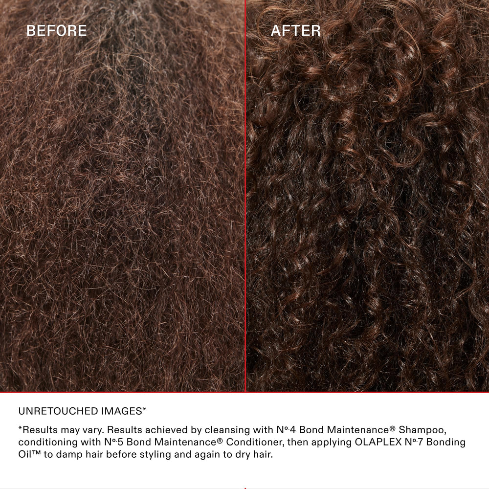 Olaplex product textures dispensed to show cream and oil for smoothing benefits