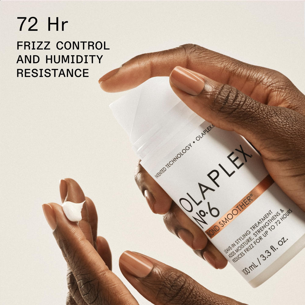 Olaplex bottles next to everyday items showing real-world size and portability