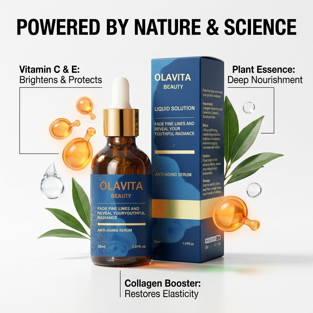 OLAVITA BEAUTY dropper detail delivering precise serum, convenient dosing benefit