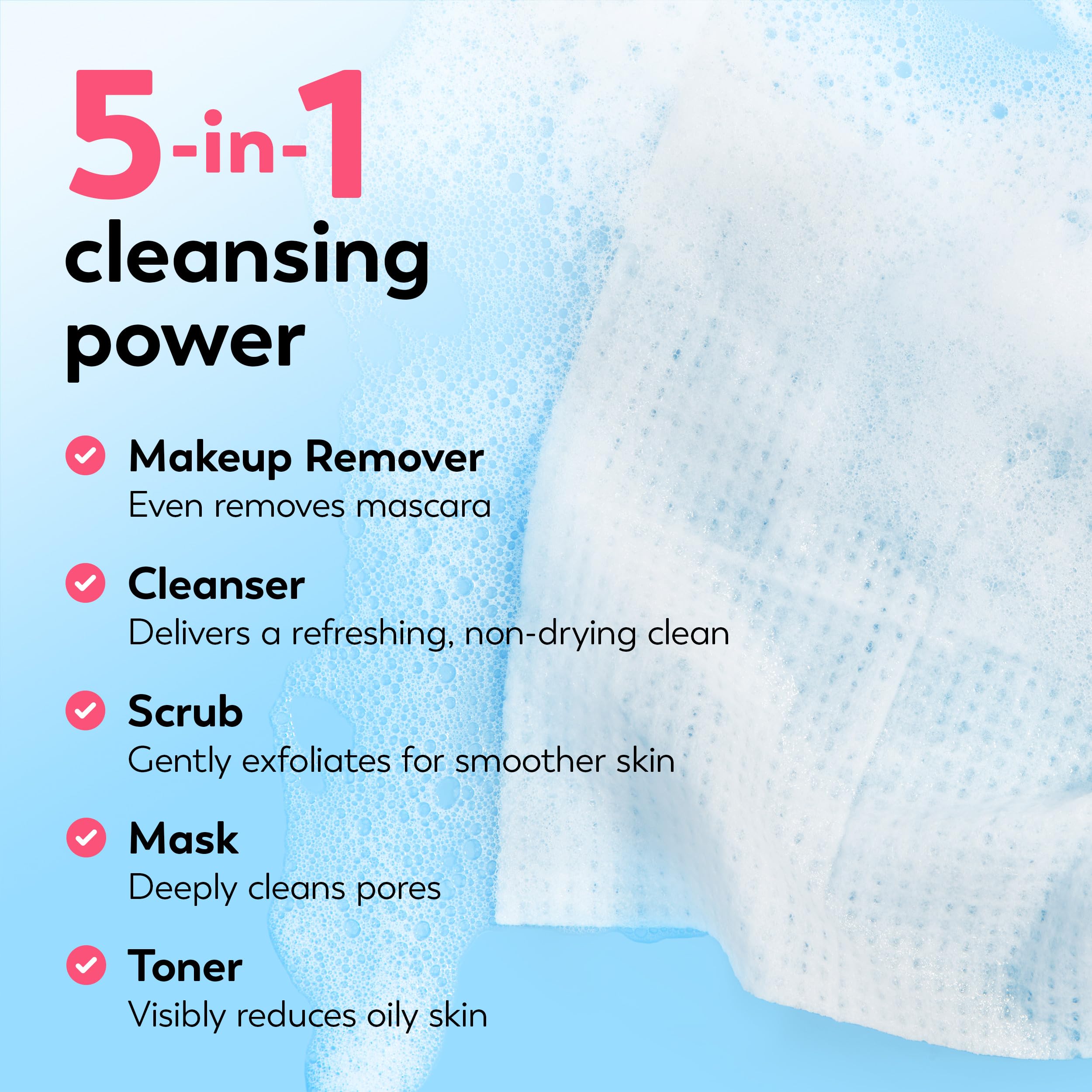 Olay cloth foaming to show activated lather that lifts makeup