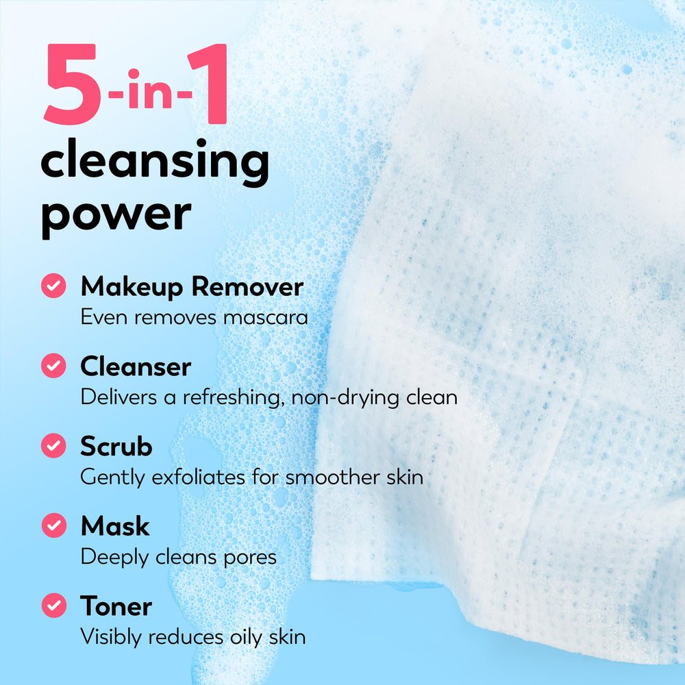 Olay cloth foaming to show activated lather that lifts makeup