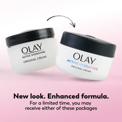 Olay open jar close-up of cream texture, shows quick-absorbing feel