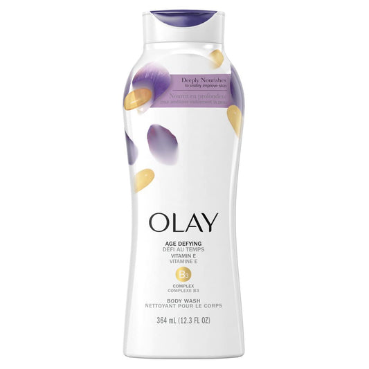 Olay front packaging showing bottle and clear product benefits