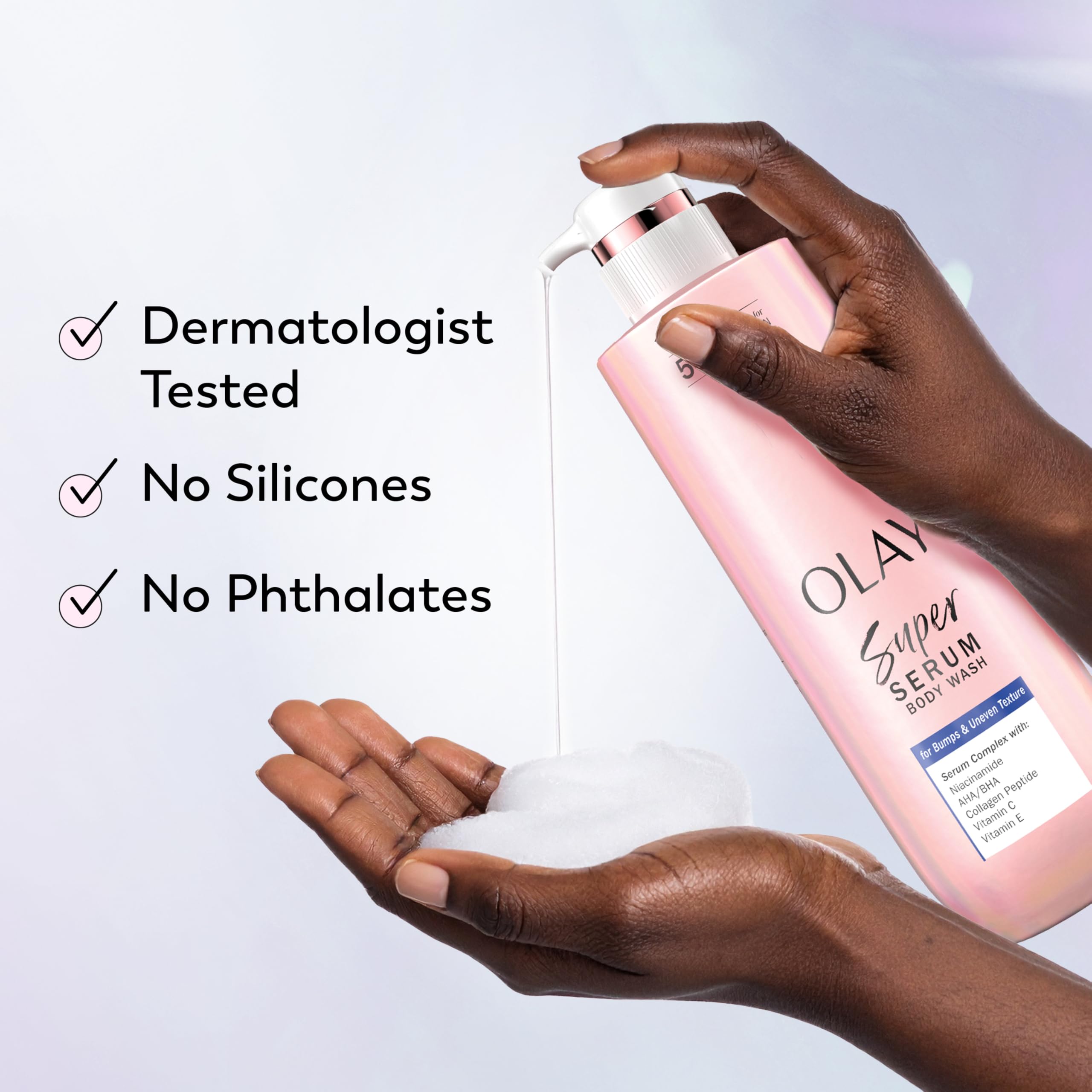 Olay product in shower lifestyle scene conveying luxurious everyday routine