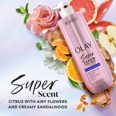 Olay bottle on bathroom shelf lifestyle scene suggesting daily routine