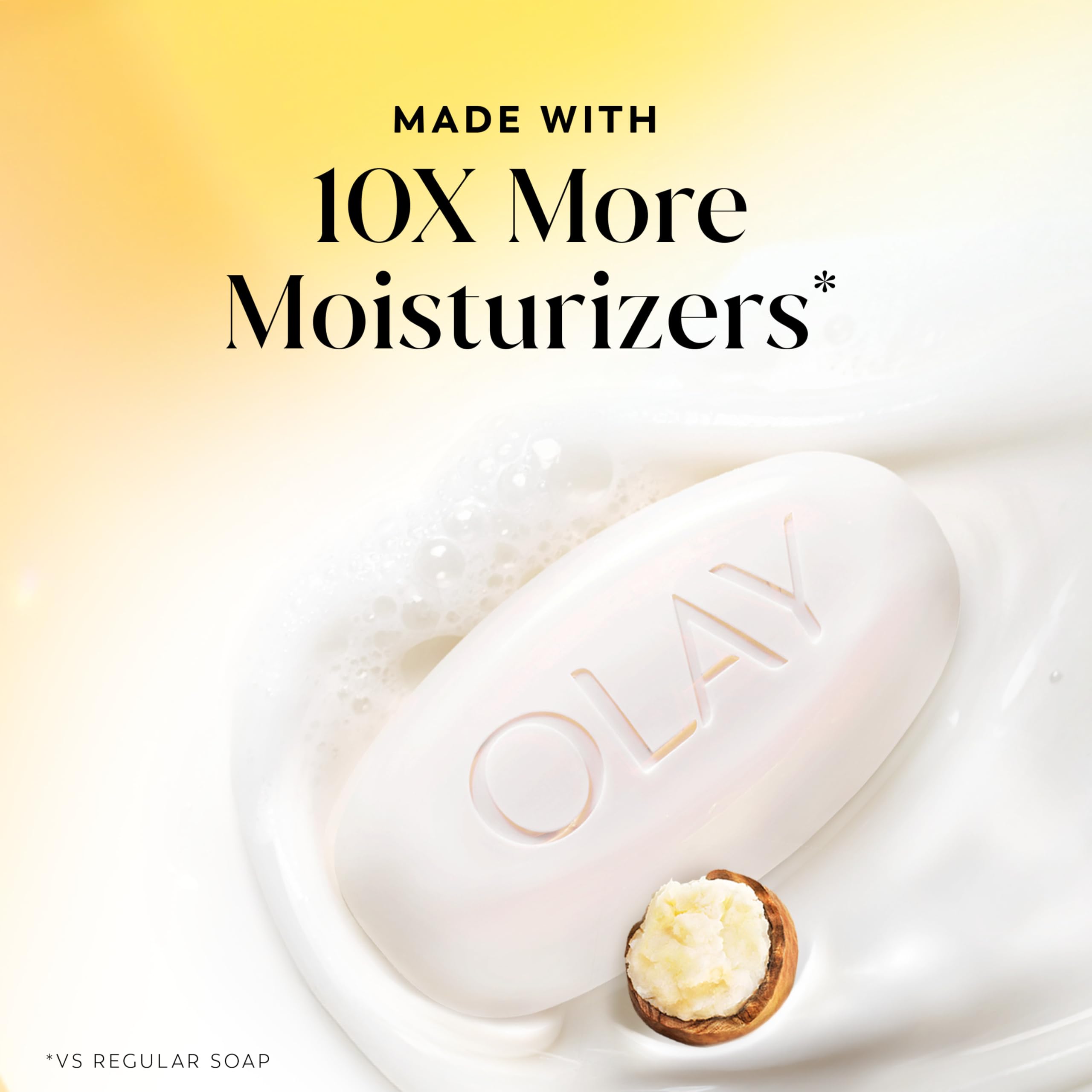 Olay beauty bar next to ruler illustrating compact 3.75 oz size for travel
