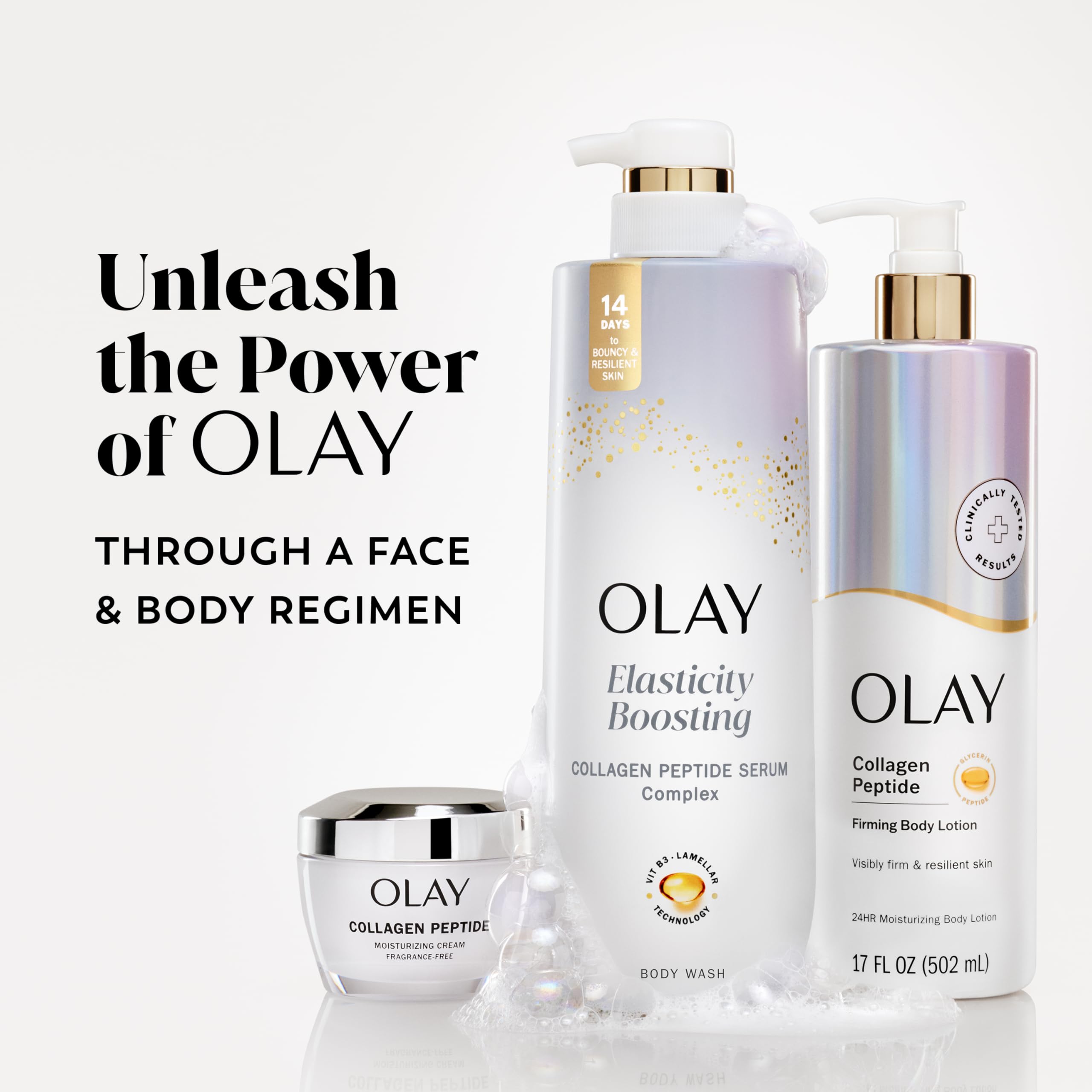 Olay before and after texture comparison showing improved skin smoothness