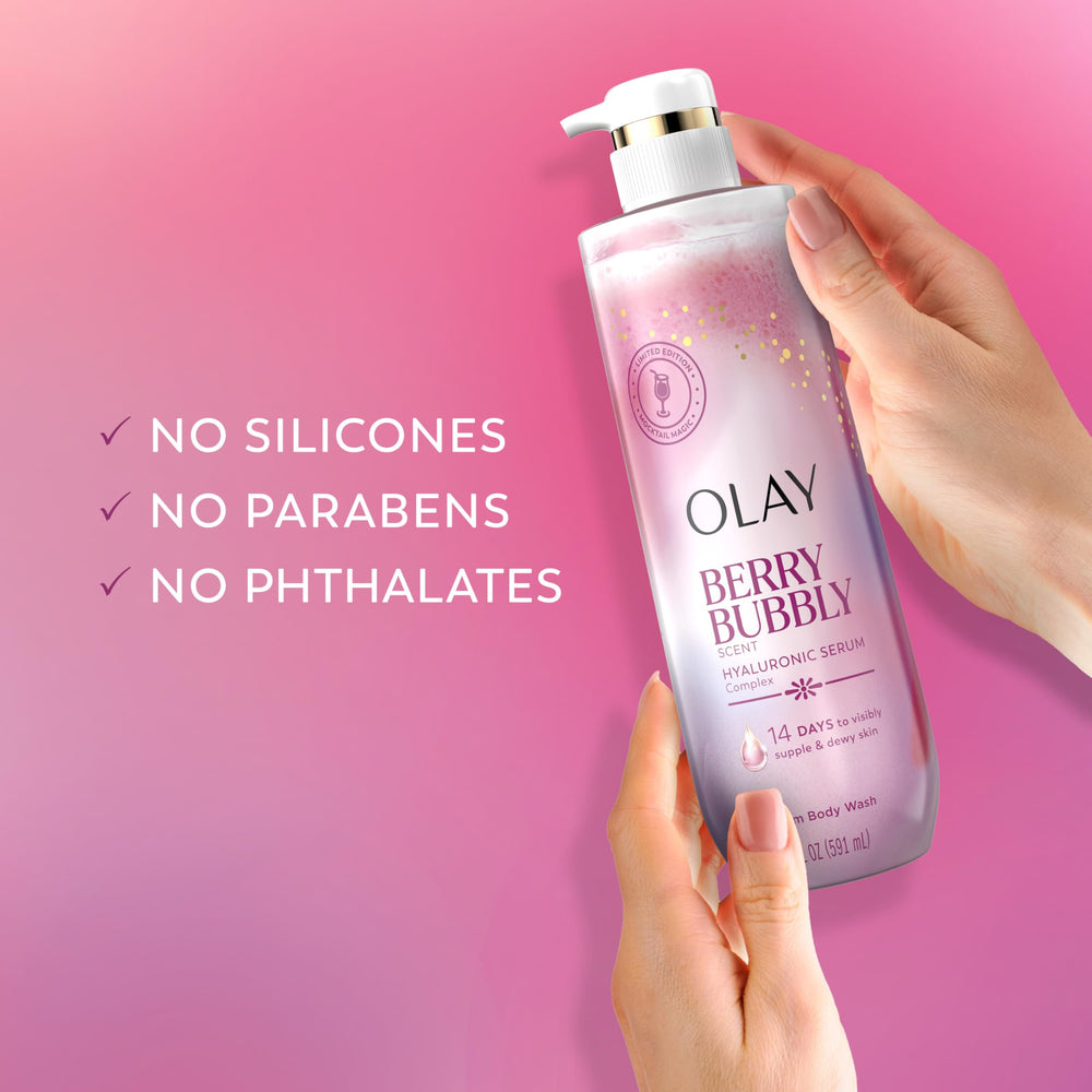 Olay bottle next to everyday items showing 20 fl oz scale and value