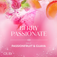 Olay rich lather on loofah demonstrating full-coverage wash and soft skin benefit