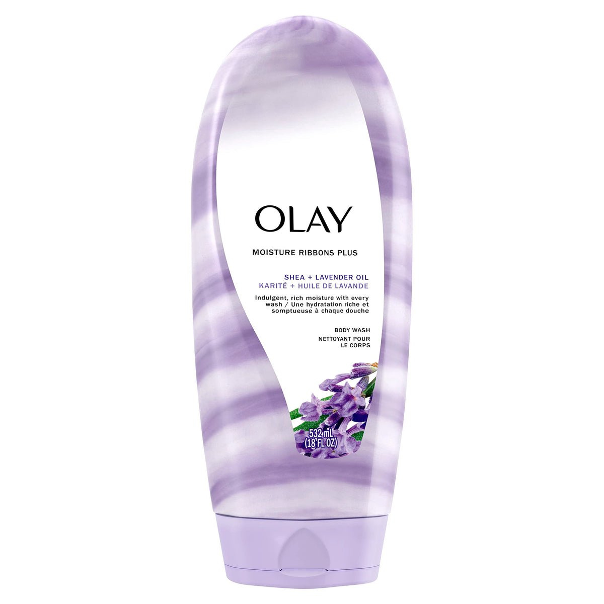 Olay front bottle showing label and 18 fl oz size for easy selection