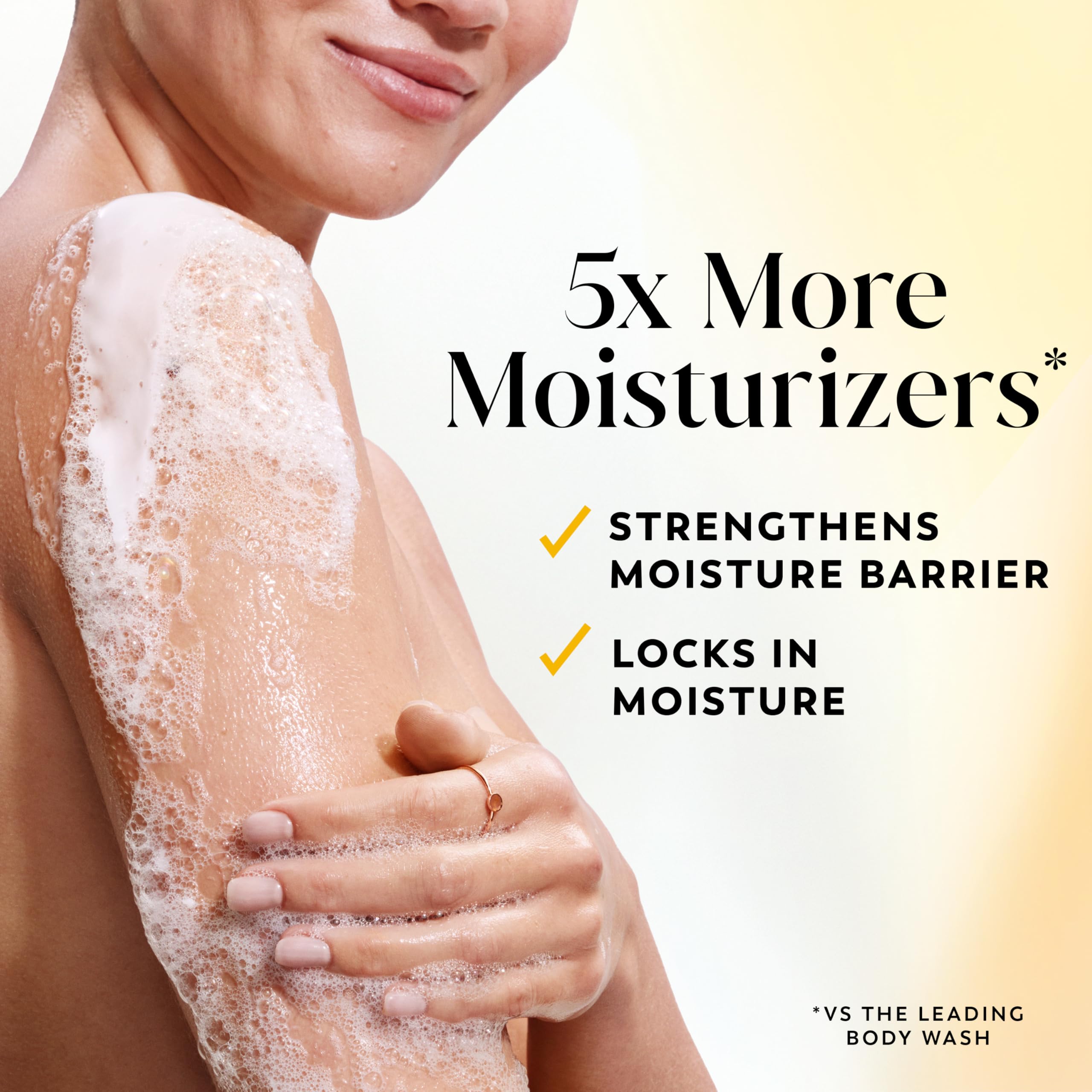 Olay body wash pump being dispensed for easy shower use and controlled amount