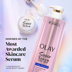 Olay bottle back label with directions and dermatologist-tested benefit