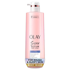 Olay bottle front view showing clean packaging and product benefit