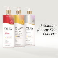 Olay bottle on bathroom shelf suggesting daily routine benefit