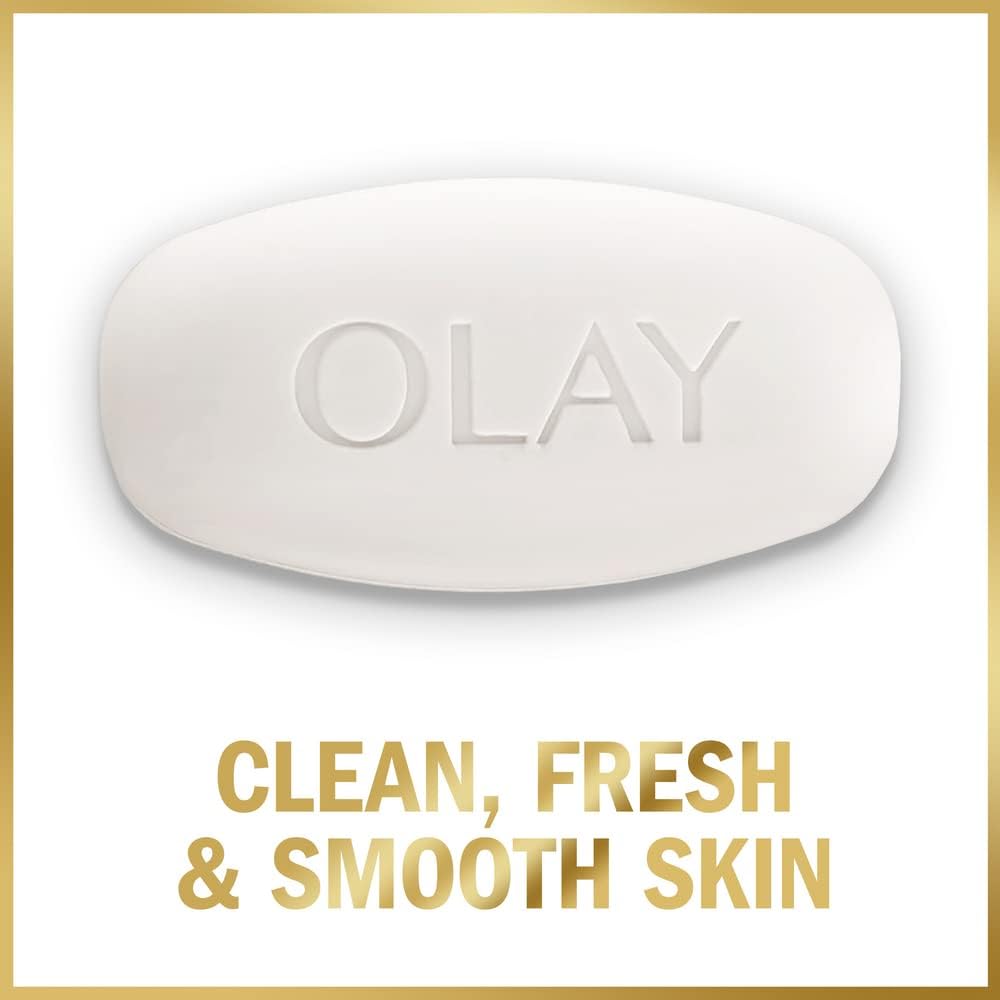 Label close-up on Olay package highlighting moisturizers and scent information