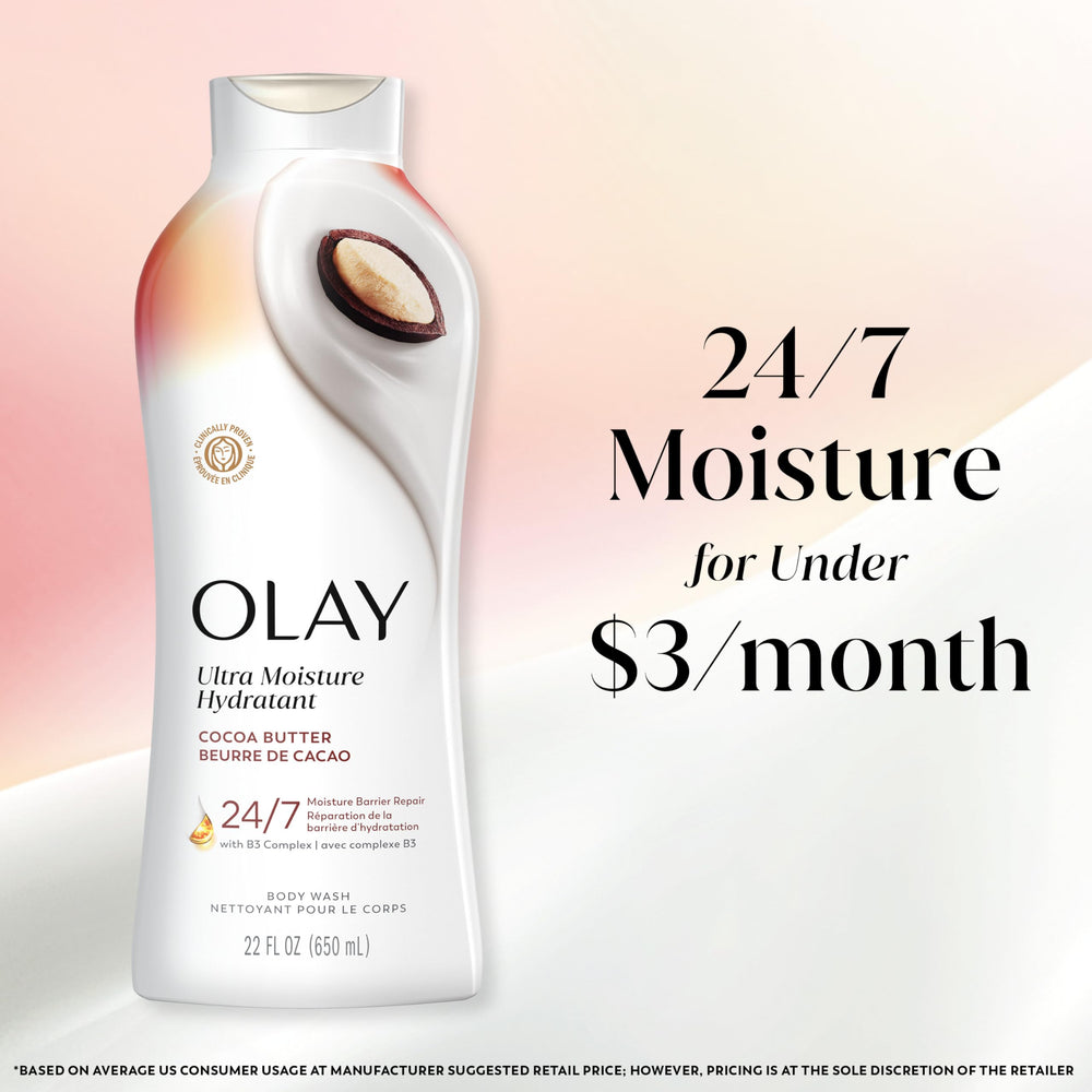 Olay cocoa butter ingredient closeup showcasing scent and nourishment
